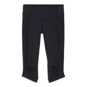 Lululemon Stop At Nothing High Mid Rise Crop Black Legging Pocket Size 4